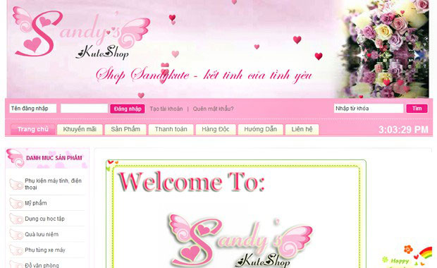 thiet ke web shop qua luu niem sandy